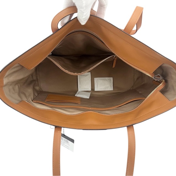 MCM New With Tags Anya Top Zip Shopper Soft Pink Black Logo Canvas/ Leather Tote - Picture 5 of 13